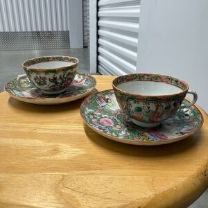 Pair of Rose Medallion Teacups